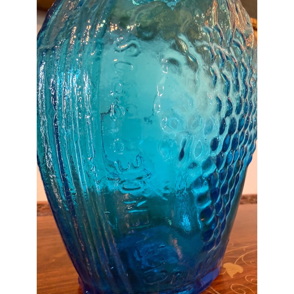 Vintage Clevenger Bros Blue Glass Bottle - Eagle and Grapes 8" - Picture 7 of 17